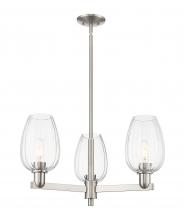 Innovations Lighting 716-3CR-SN-G457-6CL - Preston Flute - 3 Light - 18 inch - Satin Nickel - Flush Mount