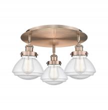 Innovations Lighting 916-3C-AC-G324 - Olean - 3 Light - 19 inch - Antique Copper - Flush Mount