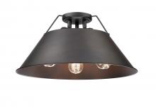 Golden 3306-3FM BLK-RBZ - Orwell 3-Light Flush Mount in Matte Black with Rubbed Bronze