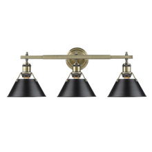 Golden 3306-BA3 AB-BLK - Orwell AB 3 Light Bath Vanity in Aged Brass with Matte Black shades