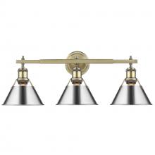 Golden 3306-BA3 AB-CH - Orwell 3-Light Vanity Light in Aged Brass with Chrome