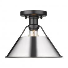 Golden 3306-FM BLK-CH - Orwell 1-Light Flush Mount in Matte Black with Chrome