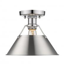 Golden 3306-FM CH-PW - Orwell 1-Light Flush Mount in Chrome with Pewter