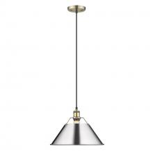 Golden 3306-L AB-CH - Orwell AB Large Pendant - 14&#34; in Aged Brass with Chrome shade