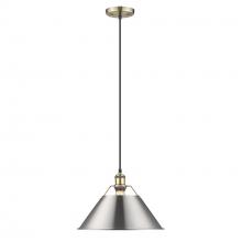 Golden 3306-L AB-PW - Orwell AB Large Pendant - 14&#34; in Aged Brass with Pewter shade