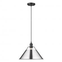 Golden 3306-L BLK-CH - Orwell BLK Large Pendant - 14&#34; in Matte Black with Chrome shade