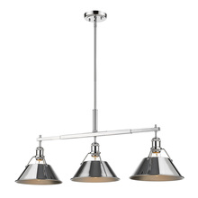 Golden 3306-LP CH-CH - Orwell 3-Light Linear Pendant in Chrome