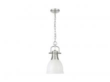 Golden 3602-S PW-WHT - Duncan Small Pendant with Chain in Pewter with Matte White