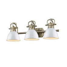 Golden 3602-BA3 AB-WH - Duncan 3-Light Bath Vanity in Aged Brass with White