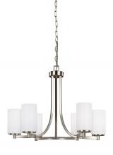 Generation Lighting 3139106EN3-962 - Hettinger transitional 6-light LED indoor dimmable ceiling chandelier pendant light in brushed nicke