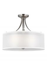 Generation Lighting 7737303EN3-962 - Elmwood Park traditional 3-light LED indoor dimmable ceiling semi-flush mount in brushed nickel silv