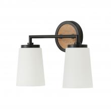 Capital 150821WK-546 - Jonah 2-Light Vanity in Matte Black and Mango Wood with Soft White Glass