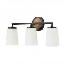 Capital 150831WK-546 - Jonah 3-Light Vanity in Matte Black and Mango Wood with Soft White Glass