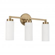 Capital 151731AD - Alyssa 3-Light Cylindrical Vanity in Aged Brass with Faux Alabaster Glass