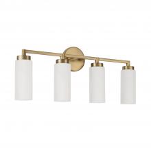 Capital 151741AD - Alyssa 4-Light Cylindrical Vanity in Aged Brass with Faux Alabaster Glass