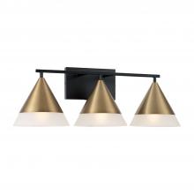 Capital 151931AB - Avant 3-Light Cone Vanity in Black with Aged Brass and Frosted Glass Shades