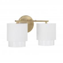 Capital 153021RE-549 - Weller 2-Light Cylindrical Metal Vanity in Matte White with Matte Brass Interior and Seeded Glass