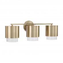 Capital 153031MA-549 - Weller 3-Light Cylindrical Metal Vanity in Matte Brass with Seeded Glass