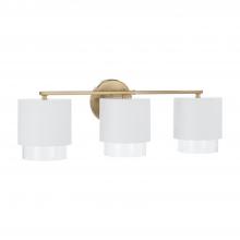 Capital 153031RE-549 - Weller 3-Light Cylindrical Metal Vanity in Matte White with Matte Brass Interior and Seeded Glass