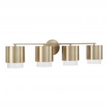 Capital 153041MA-549 - Weller 4-Light Cylindrical Metal Vanity in Matte Brass with Seeded Glass