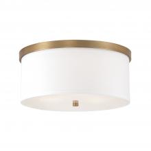 Capital 2015AD-480 - Midtown 3-Light Flush Mount in Aged Brass - White Fabric Drum Shade with Diffuser