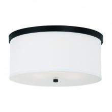 Capital 2015MB-480 - Midtown 3-Light Flush Mount in Matte Black with White Fabric Drum Shade with Diffuser