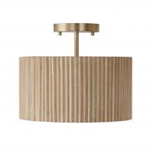 Capital 250711WS - Donovan 1-Light Semi-Flush Pendant in Matte Brass and Handcrafted Mango Wood in White Wash