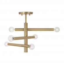 Capital 251261AD - Zane 6-Light Modern Sputnik Semi-Flush in Aged Brass