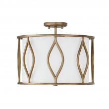 Capital 252531ML - Cohen 3-Light Semi-Flush Drum Pendant in Mystic Luster with White Fabric Shade