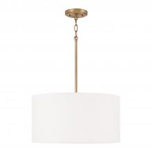 Capital 314632AD-659 - Alan 3-Light Pendant in Aged Brass with White Fabric Drum Shade and Acrylic Diffuser