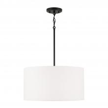 Capital 314632MB-659 - Alan 3-Light Pendant in Matte Black with White Fabric Drum Shade and Acrylic Diffuser