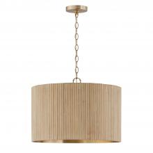 Capital 350741WS - Donovan 3-Light Pendant in Matte Brass and Handcrafted Mango Wood in White Wash