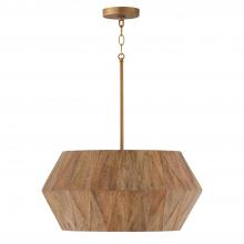 Capital 351041LW - Nadeau 4-Light Pendant in Hand-distressed Patinaed Brass and Handcrafted Mango Wood