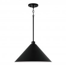 Capital 351311MB - Alden 1-Light Metal Cone Pendant in Matte Black with White Interior