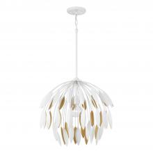 Capital 351812WE - Margeaux 1-Light Botanical Pendant in Matte White and Buffed Gold