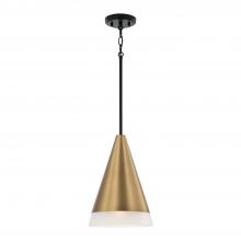 Capital 351911AB - Avant 1-Light Cone Pendant in Black with Aged Brass and Soft White Glass Shade