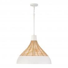 Capital 353912WE - Kali 1-Light Boho Pendant in Matte White with Handcrafted Natural Rattan