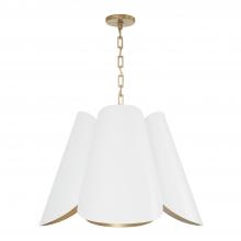 Capital 355441RE - Maeve 4Lt Modern Botanical Pendant in Matte White w/ Painted Matte Brass Interior