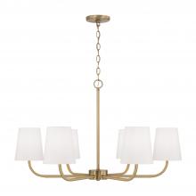 Capital 449462AD-706 - Brody 6-Light Chandelier in Aged Brass with White Fabric Stay-Straight Shades