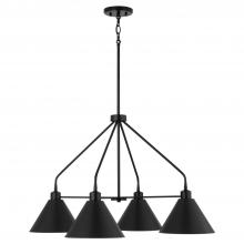 Capital 451341MB - Alden 4-Light Modern Metal Chandelier in Matte Black with White Interior