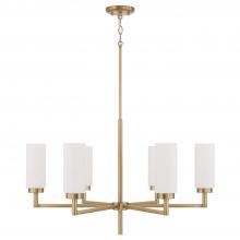 Capital 451761AD - Alyssa 6-Light Cylindrical Chandelier in Aged Brass with Faux Alabaster Glass