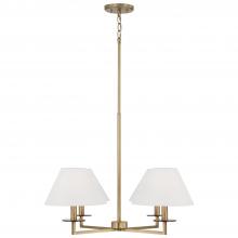 Capital 452241AD - Gilda 4-Light Chandelier in Aged Brass with White Fabric Stay-Straight Shades