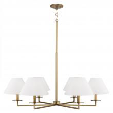 Capital 452261AD - Gilda 6-Light Chandelier in Aged Brass with White Fabric Stay-Straight Shades