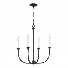 Capital 452341BI - Decklan 4-Light Chandelier in Black Iron with Interchangeable White or Black Iron Candle Sleeves