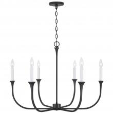 Capital 452361BI - Decklan 6-Light Chandelier in Black Iron with Interchangeable White or Black Iron Candle Sleeves