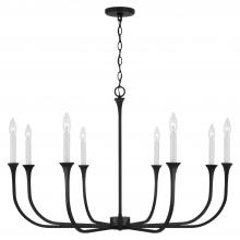 Capital 452381BI - Decklan 8-Light Chandelier in Black Iron with Interchangeable White or Black Iron Candle Sleeves