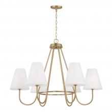 Capital 452761MA - Julia 6-Light Chandelier in Matte Brass with Tapered White Fabric Shades and Glass Diffusers