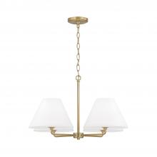 Capital 453242MA - Parson 4-Light Chandelier in Matte Brass with White Fabric Shades and Glass Diffusers