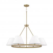 Capital 453261MA - Parson 6-Light Circular Chandelier in Matte Brass with White Fabric Shades and Glass Diffusers