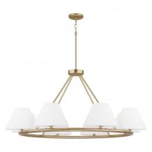 Capital 453281MA - Parson 8-Light Circular Chandelier in Matte Brass with White Fabric Shades and Glass Diffusers